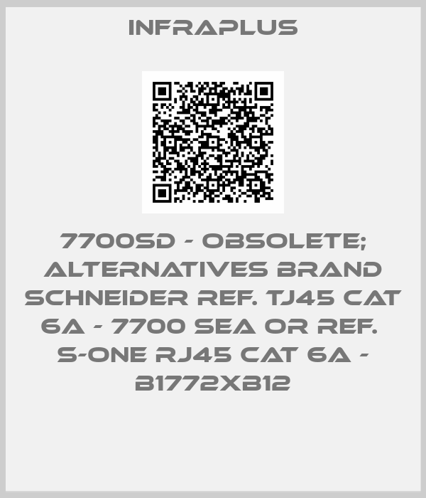 Infraplus-7700SD - obsolete; alternatives brand Schneider ref. TJ45 cat 6A - 7700 SEA or ref.  S-One RJ45 cat 6A - b1772xb12
