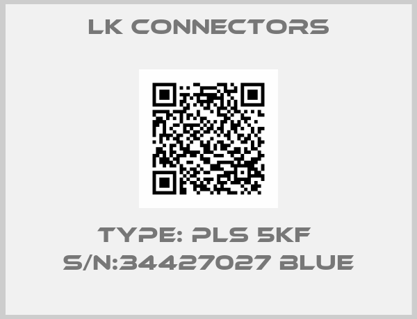 LK Connectors-Type: PLS 5KF  S/N:34427027 Blue