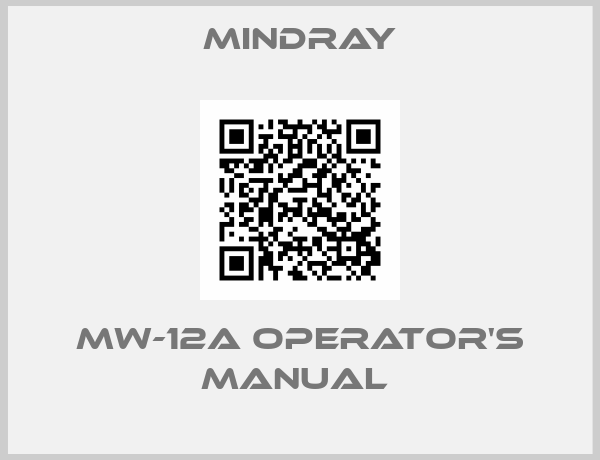 Mindray-MW-12A Operator's Manual 