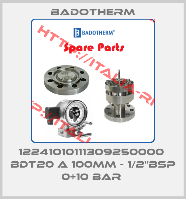 Badotherm-12241010111309250000  BDT20 A 100MM - 1/2"BSP 0+10 BAR 