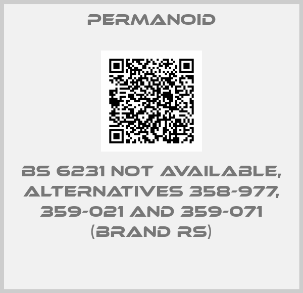 Permanoid-BS 6231 not available, alternatives 358-977, 359-021 and 359-071 (brand RS)