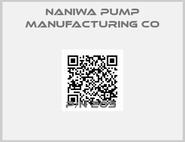 Naniwa Pump Manufacturing Co-P/N 203 