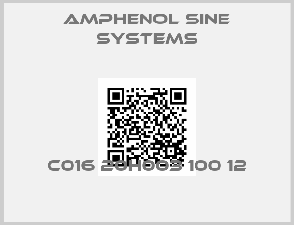 Amphenol Sine Systems-C016 20H003 100 12