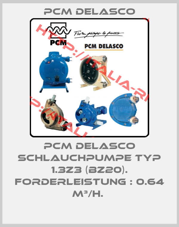 PCM delasco-PCM DELASCO SCHLAUCHPUMPE TYP 1.3Z3 (BZ20). FORDERLEISTUNG : 0.64 M³/H. 