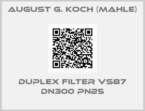 August G. Koch (Mahle)-Duplex filter VS87 DN300 PN25