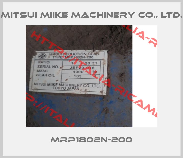 MITSUI MIIKE MACHINERY Co., Ltd.-MRP1802N-200