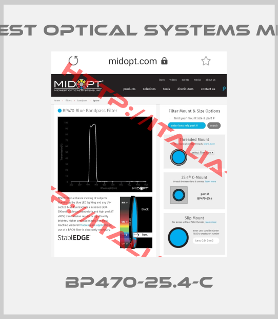 Midwest Optical Systems Midopt-BP470-25.4-C