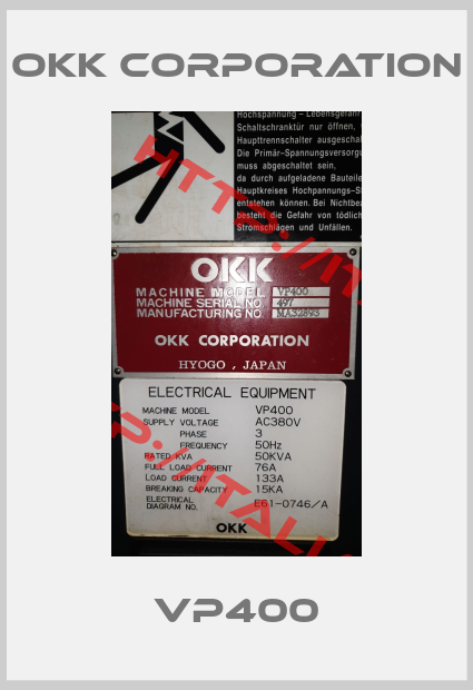 OKK CORPORATION-VP400