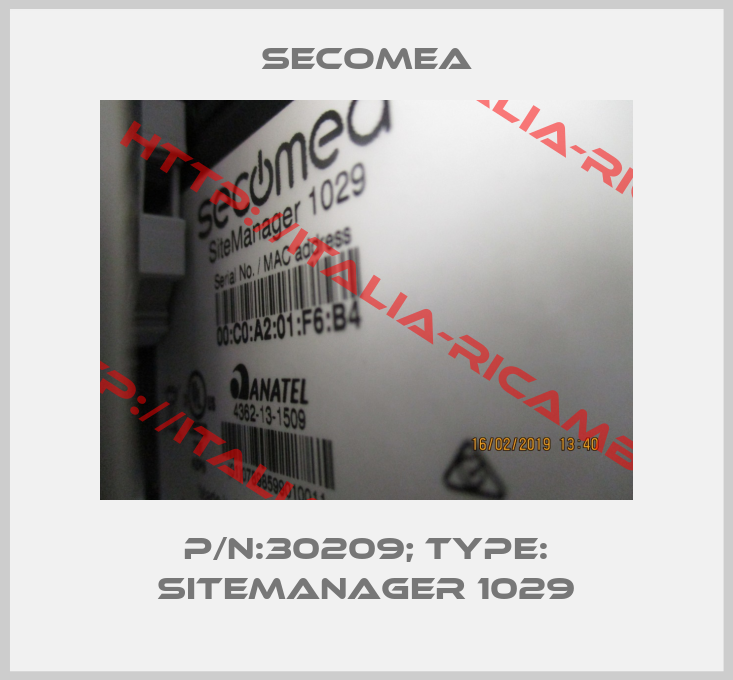 secomea-P/N:30209; Type: SiteManager 1029