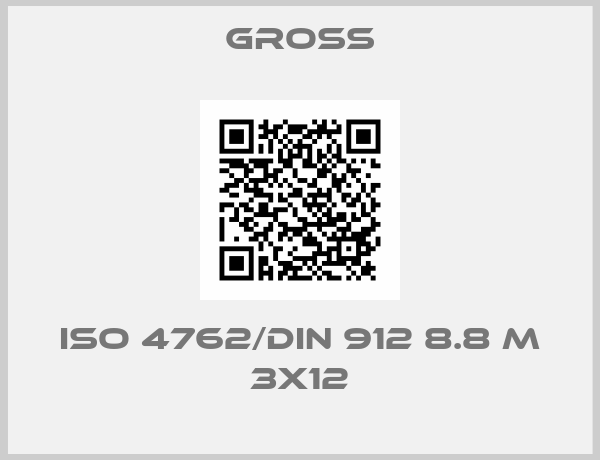 GROSS-ISO 4762/DIN 912 8.8 M 3x12