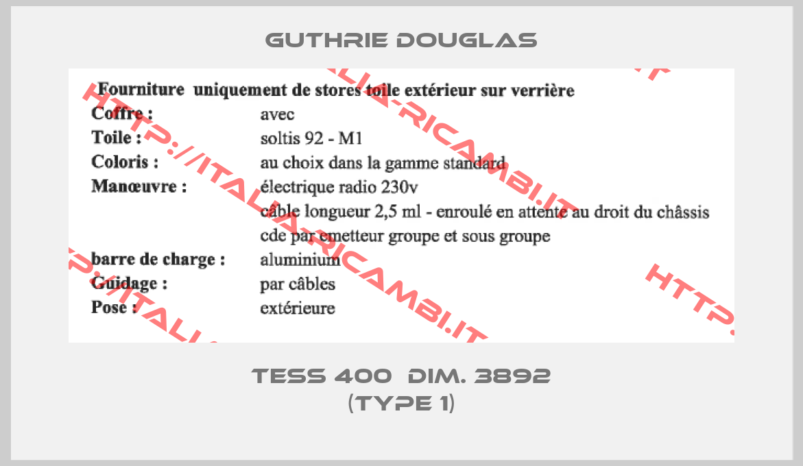 Guthrie Douglas-TESS 400  dim. 3892 (type 1)