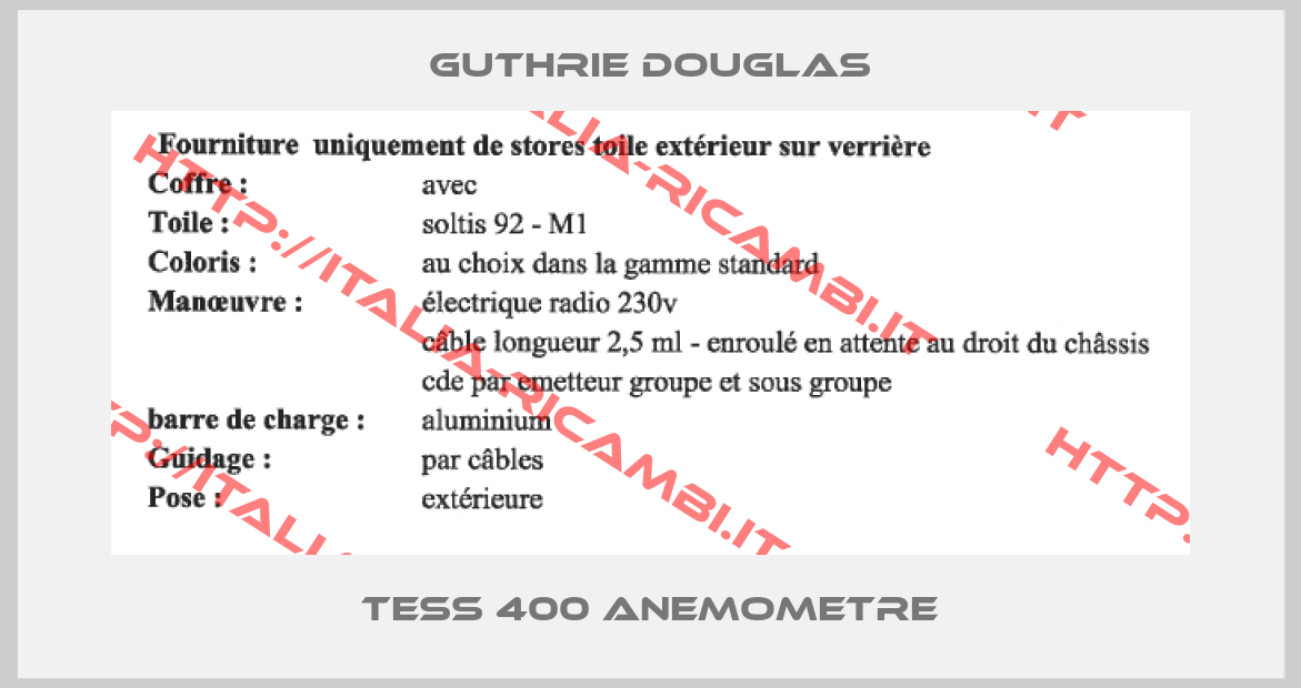 Guthrie Douglas-TESS 400 Anemometre
