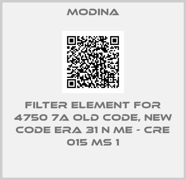 MODINA-Filter element for 4750 7A old code, new code ERA 31 N ME - CRE 015 MS 1