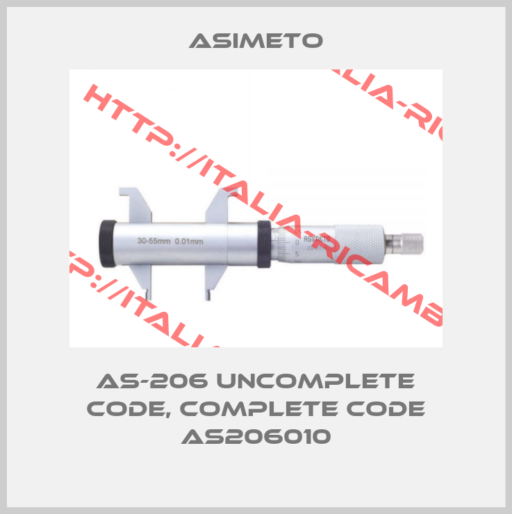 Asimeto-AS-206 uncomplete code, complete code AS206010