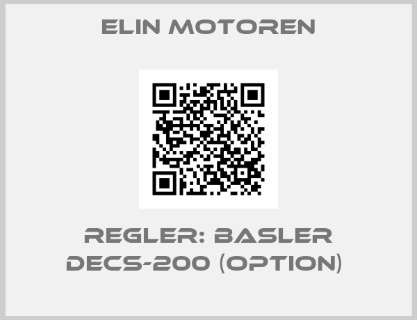 Elin Motoren-REGLER: BASLER DECS-200 (OPTION) 