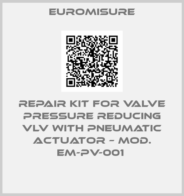 Euromisure-REPAIR KIT FOR VALVE PRESSURE REDUCING VLV WITH PNEUMATIC ACTUATOR – MOD. EM-PV-001 