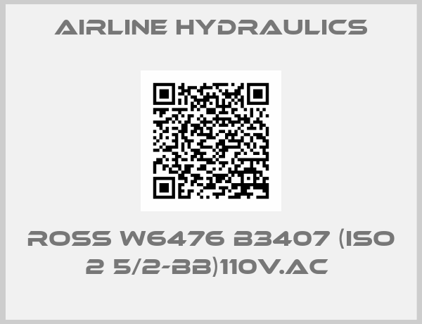 Airline Hydraulics-ROSS W6476 B3407 (ISO 2 5/2-BB)110V.AC 