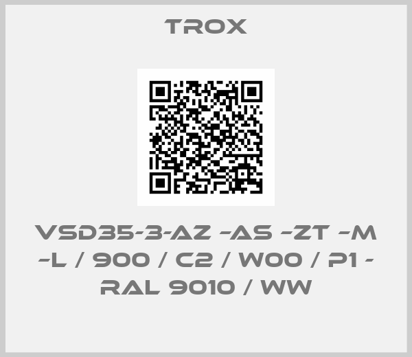 Trox-VSD35-3-AZ –AS –ZT –M –L / 900 / C2 / W00 / P1 - RAL 9010 / WW