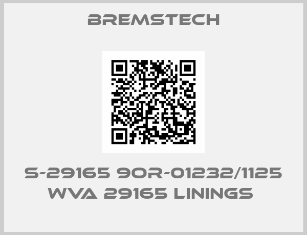 Bremstech-S-29165 9OR-01232/1125 WVA 29165 LININGS 