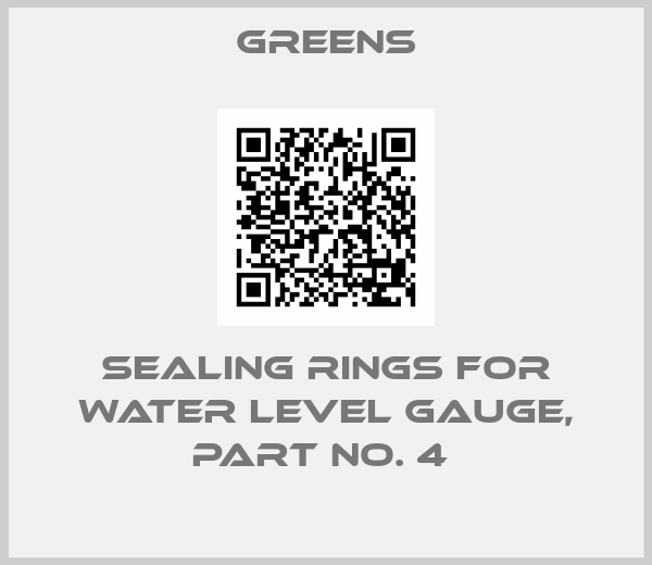 Greens-SEALING RINGS FOR WATER LEVEL GAUGE, PART NO. 4 
