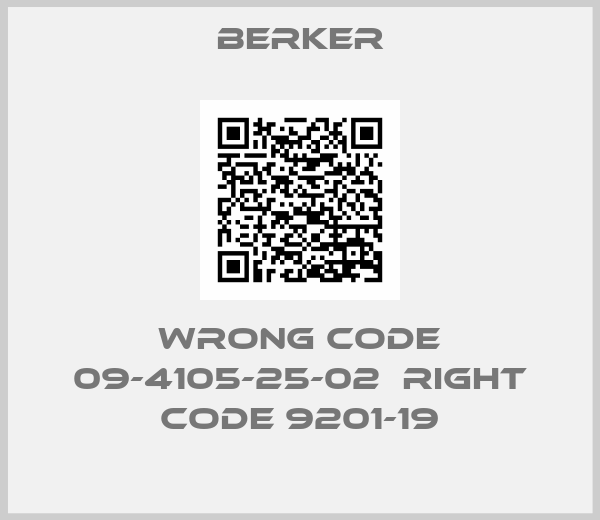 Berker-wrong code 09-4105-25-02  right code 9201-19