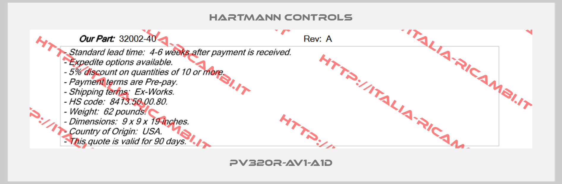 HARTMANN CONTROLS-PV320R-AV1-A1D