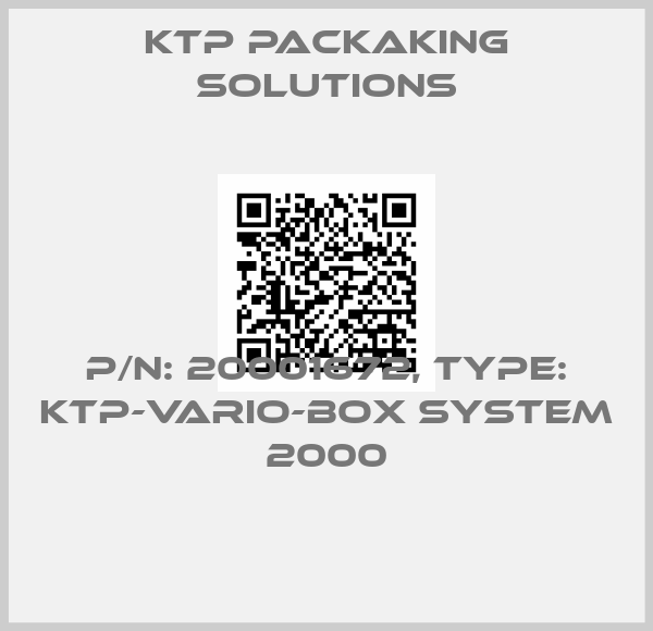 Ktp Packaking Solutions-P/N: 20001672, Type: KTP-Vario-Box System 2000