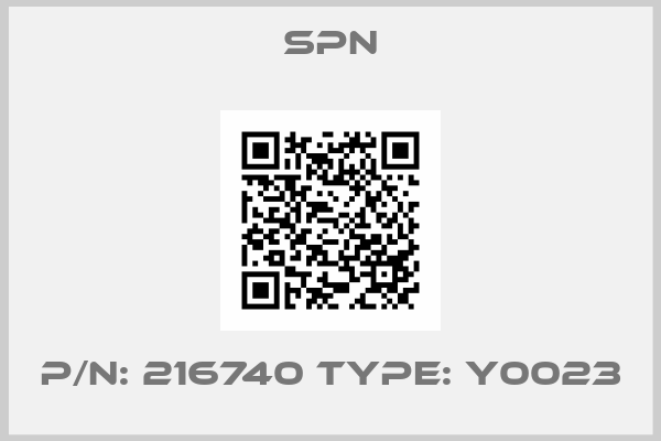Spn-P/N: 216740 Type: Y0023