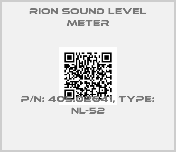 RION Sound Level Meter-P/N: 405.02641, Type: NL-52