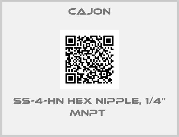 CAJON-SS-4-HN HEX NIPPLE, 1/4" MNPT 