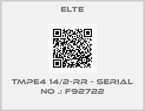 Elte-TMPE4 14/2-RR - Serial No .: F92722