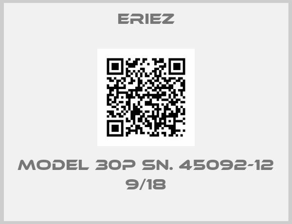 Eriez-MODEL 30P SN. 45092-12 9/18
