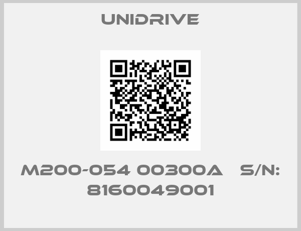 Unidrive-M200-054 00300A   S/N: 8160049001