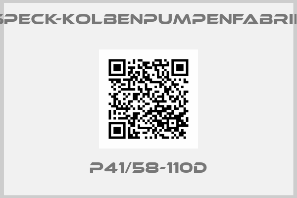 SPECK-KOLBENPUMPENFABRIK-P41/58-110D