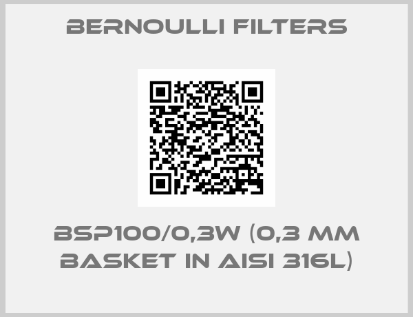 Bernoulli Filters-BSP100/0,3W (0,3 mm basket in AISI 316L)