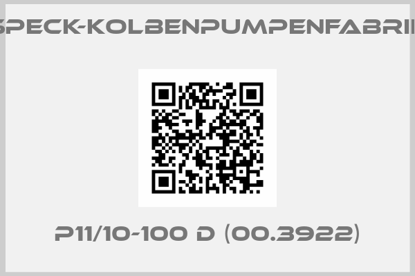 SPECK-KOLBENPUMPENFABRIK-P11/10-100 D (00.3922)