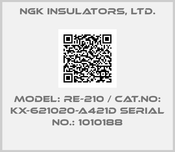 NGK INSULATORS, LTD.-Model: RE-210 / CAT.NO: KX-621020-A421D Serial No.: 1010188