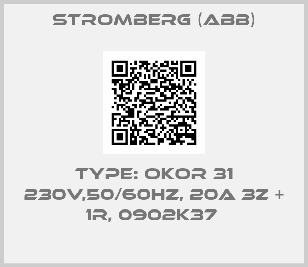 Stromberg (ABB)-TYPE: OKOR 31 230V,50/60HZ, 20A 3Z + 1R, 0902K37 