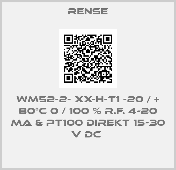 Rense-WM52-2- XX-H-T1 -20 / + 80°C 0 / 100 % R.F. 4-20 MA & PT100 DIREKT 15-30 V DC 