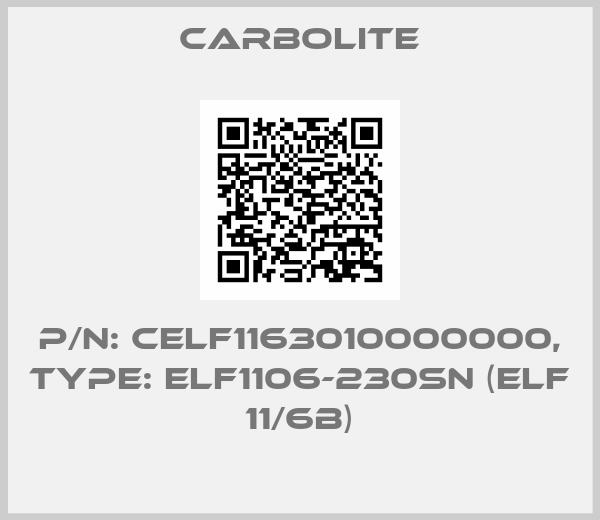 Carbolite-P/N: CELF1163010000000, Type: ELF1106-230SN (ELF 11/6B)