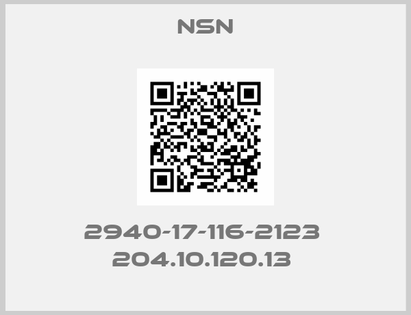 NSN-2940-17-116-2123  204.10.120.13 