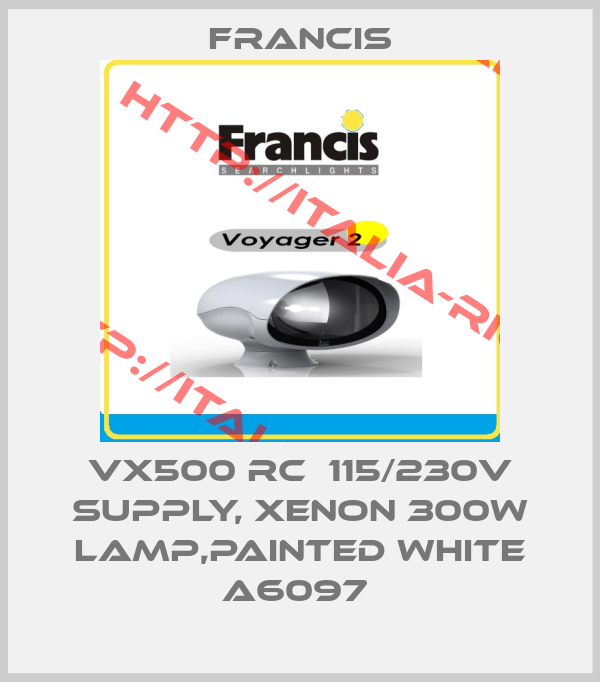 Francis-VX500 RC  115/230v supply, Xenon 300w Lamp,painted White A6097 