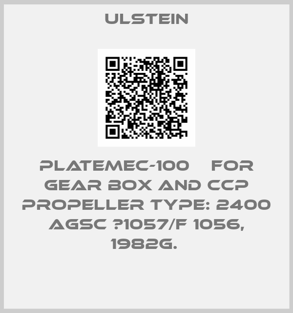 Ulstein-plateMEC-100    for Gear box and CCP propeller Type: 2400 AGSC №1057/F 1056, 1982g. 