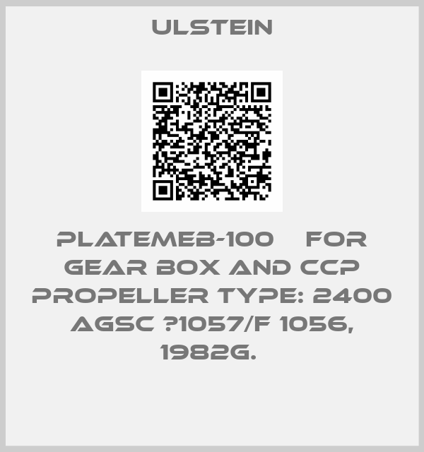 Ulstein-plateMEB-100    for Gear box and CCP propeller Type: 2400 AGSC №1057/F 1056, 1982g. 