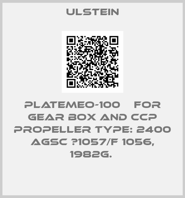 Ulstein-plateMEO-100    for Gear box and CCP propeller Type: 2400 AGSC №1057/F 1056, 1982g. 