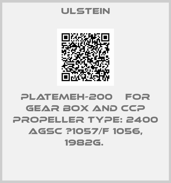 Ulstein-plateMEH-200    for Gear box and CCP propeller Type: 2400 AGSC №1057/F 1056, 1982g. 