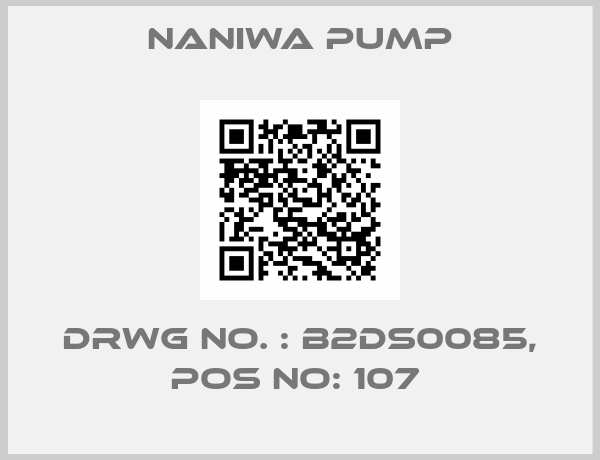 NANIWA PUMP-DRWG NO. : B2DS0085, POS NO: 107 