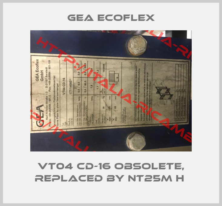 GEA Ecoflex-VT04 CD-16 obsolete, replaced by NT25M H 