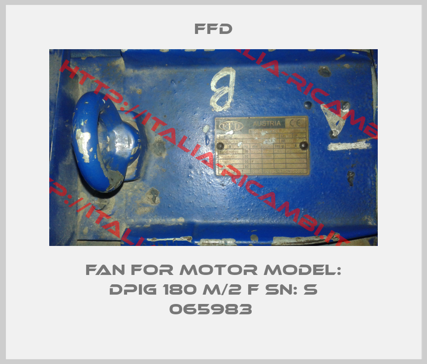 FFD-Fan for Motor Model: DPIG 180 M/2 F SN: S 065983 