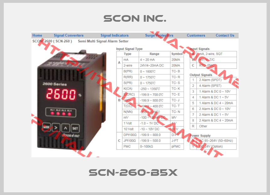 SCON INC.-SCN-260-B5X 
